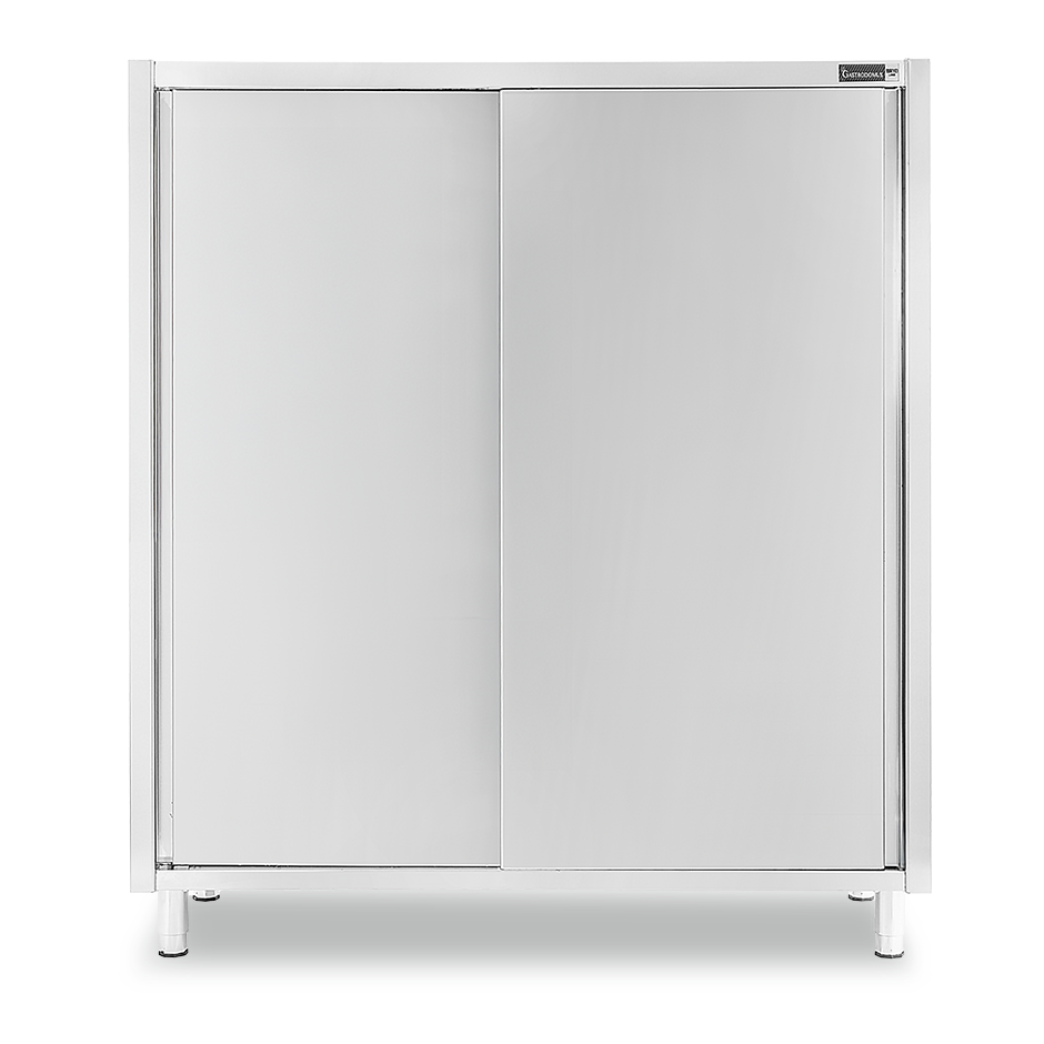 Armadio acciaio inox con 2 porte scorrevoli, 3 ripiani, L 1600 x P 600 x H 1800 mm