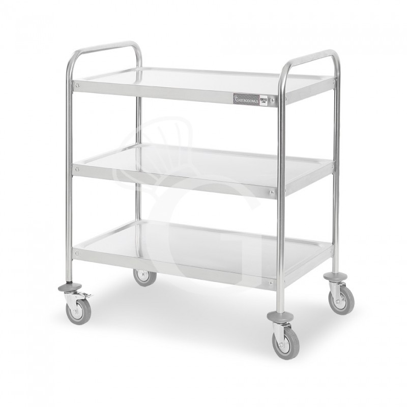 Carrello di servizio in acciaio inox con 3 piani L 900 x P 620 x H 940 mm