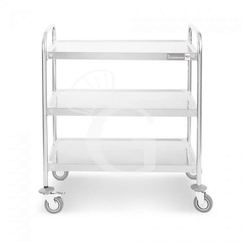 Carrello di servizio in acciaio inox con 3 piani L 900 x P 620 x H 940 mm