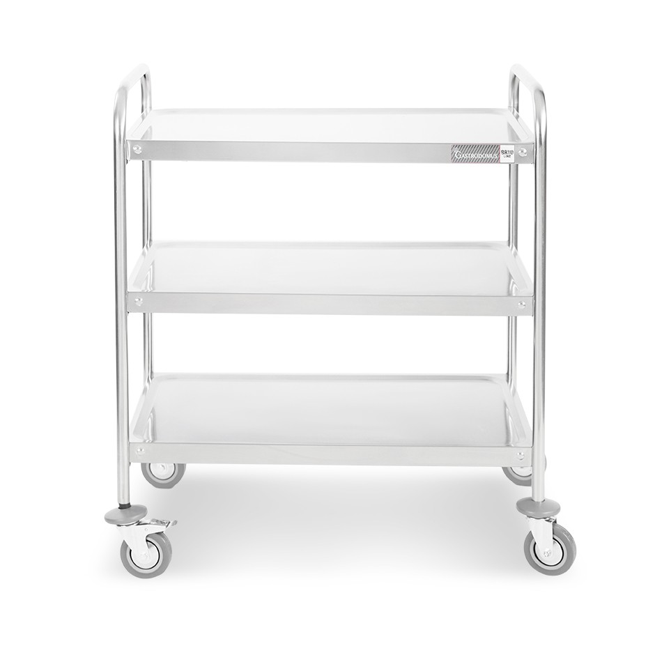 Carrello di servizio in acciaio inox con 3 piani L 900 x P 620 x H 940 mm