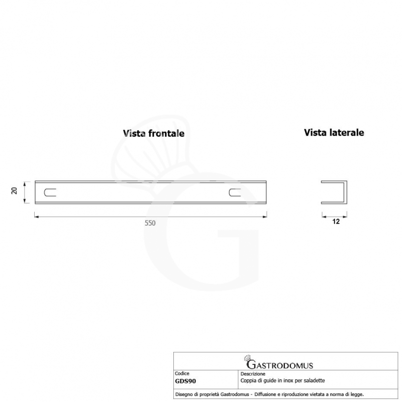 Coppia di guide in inox per saladette