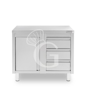 Tavolo armadiato,1 porta battente,3 cassetti a destra, L1200 x P600 x H850mm