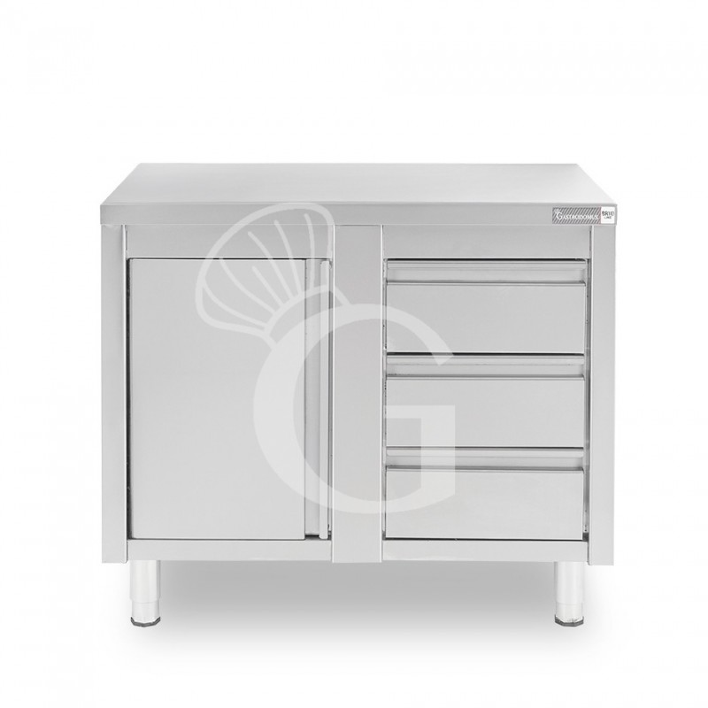 Tavolo armadiato,1 porta battente,3 cassetti a destra, L1200 x P600 x H850mm