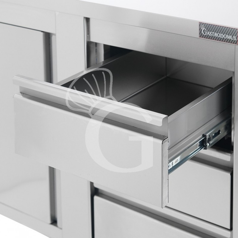 Tavolo armadiato,1 porta battente,3 cassetti a sinistra, alzatina, L1200 x P600 x H950mm