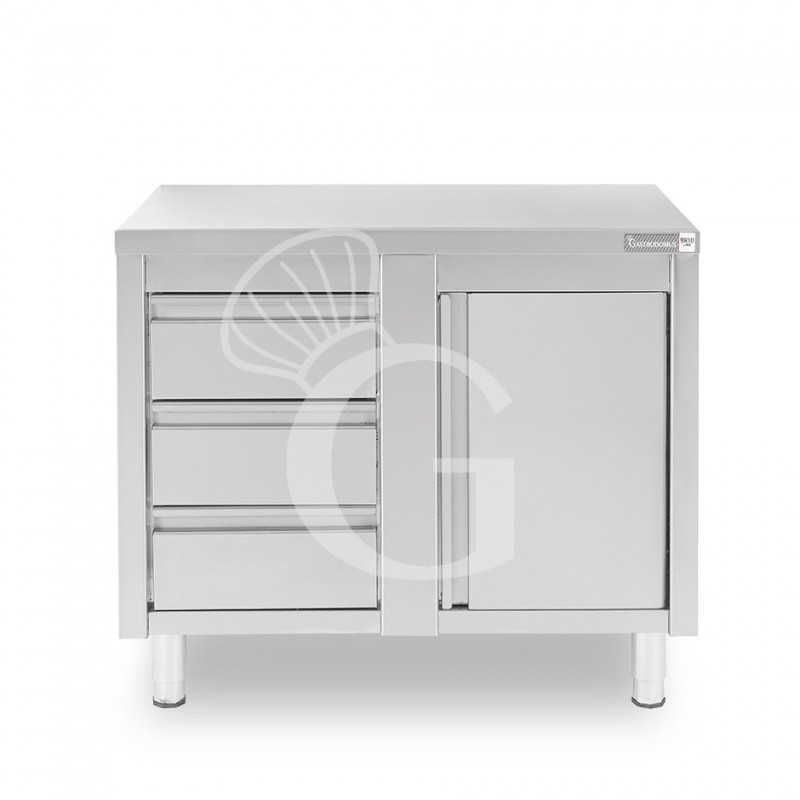 Tavolo armadiato,1 porta battente,3 cassetti a sinistra, L1200 x P700 x H850mm