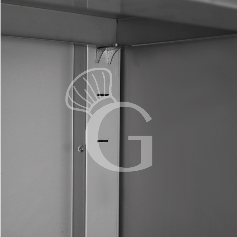 Tavolo armadiato, porte scorrevoli,3 cassetti a sinistra, alzatina, L1600 x P600 x H950mm