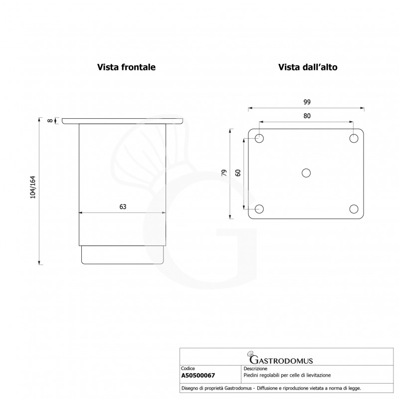 Kit 4 piedini regolabili per celle di lievitazione