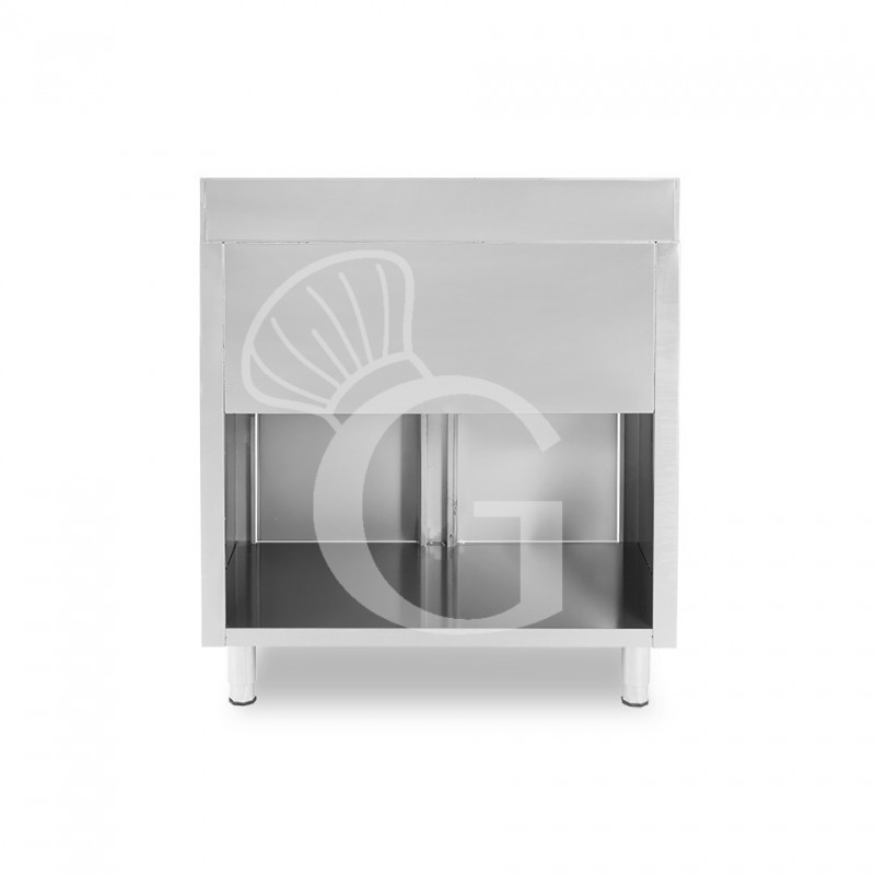 Banco bar per macchina caffè con cassetti, tramoggia e piano in inox con alzatina - L 1000 x P 600 x H 1150 mm