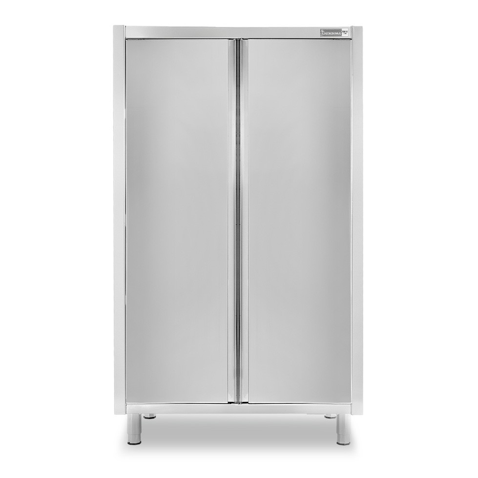 Armadio acciaio inox con 2 porte battenti, 3 ripiani, L 1000 x P 600 x H 1800 mm