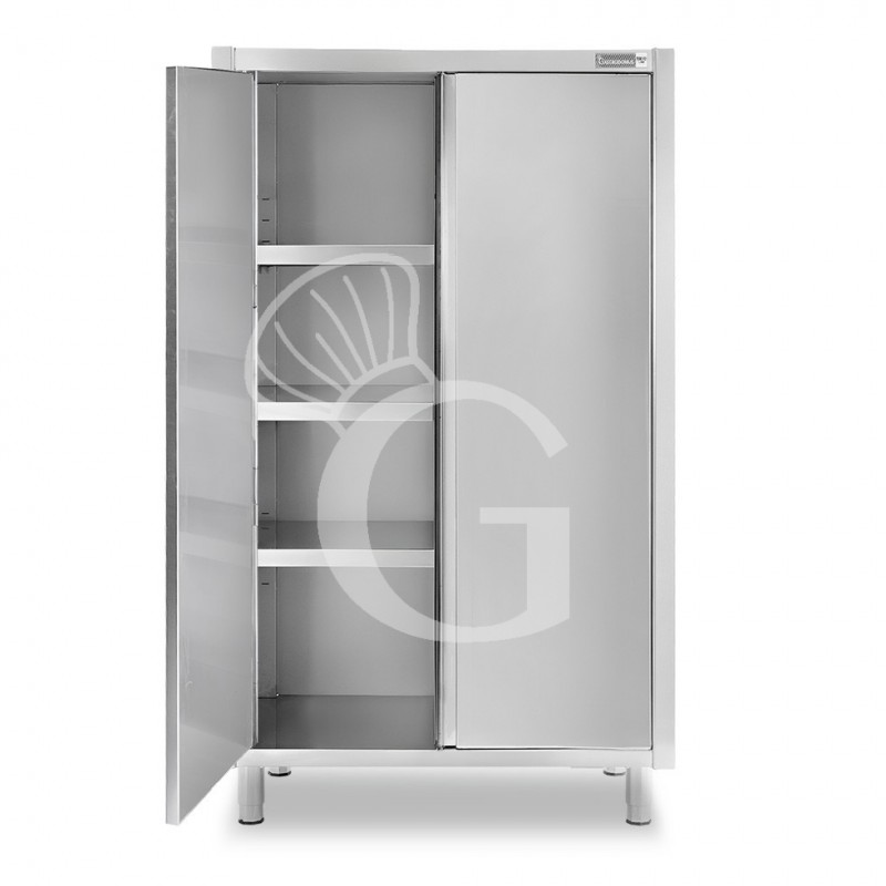 Armadio acciaio inox con 2 porte battenti, 3 ripiani, L 1000 x P 600 x H 1800 mm