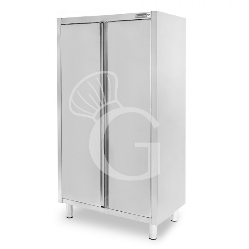 Armadio acciaio inox con 2 porte battenti, 3 ripiani, L 1000 x P 600 x H 1800 mm