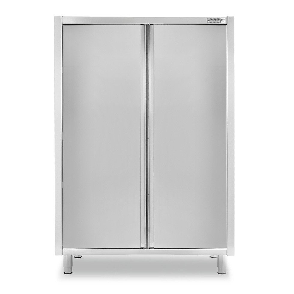 Armadio acciaio inox con 2 porte battenti, 3 ripiani, L 1200 x P 600 x H 1800 mm