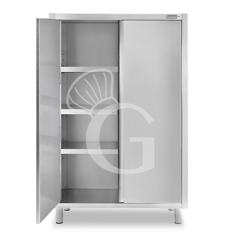 Armadio acciaio inox con 2 porte battenti, 3 ripiani, L 1200 x P 600 x H 1800 mm