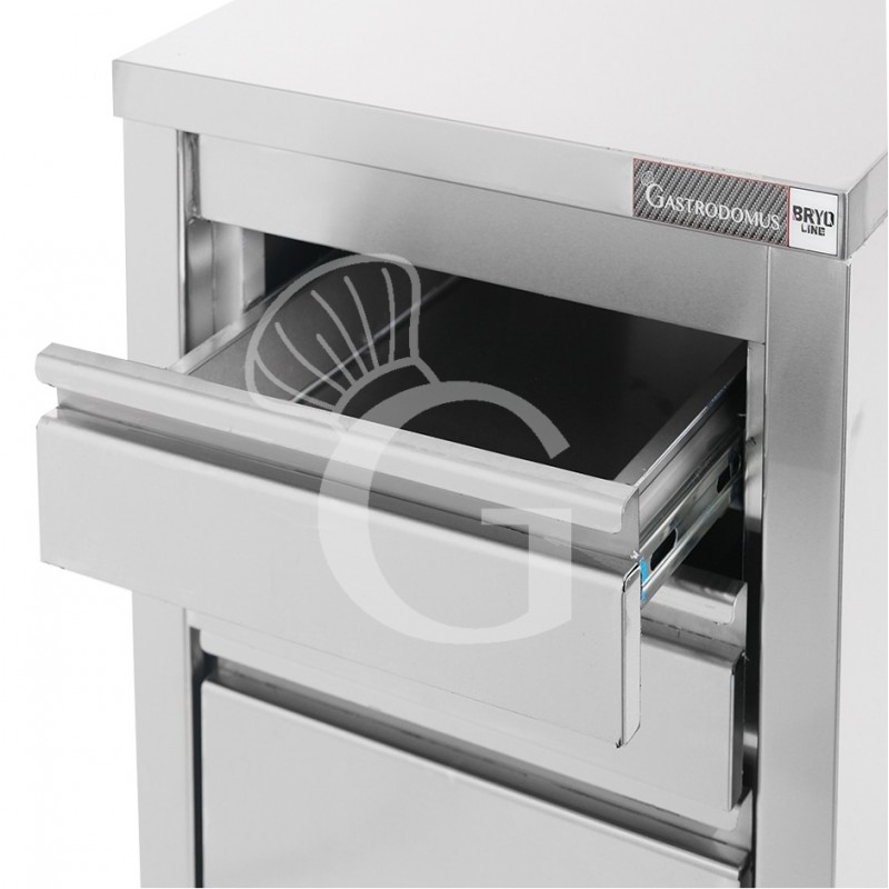 Cassettiera inox con 2 cassetti e un cassettone L 500 x P 700 x H 855 mm
