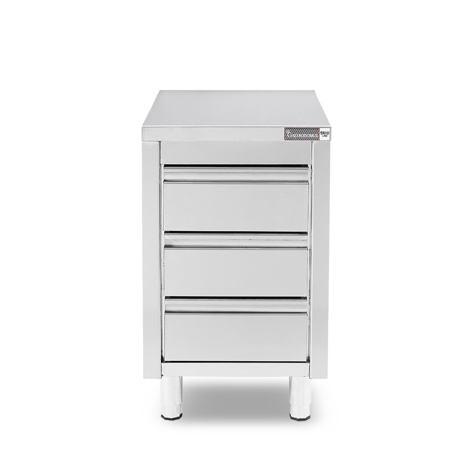 Cassettiera inox con 3 cassetti L 500 x P 600 x H 855 mm