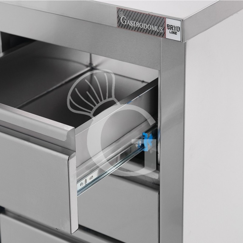 Cassettiera inox con 3 cassetti L 500 x P 600 x H 855 mm