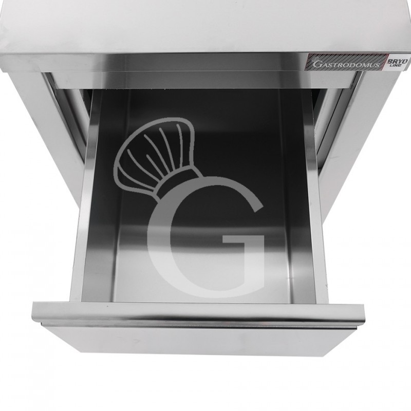Cassettiera inox con cassetto, bottigliera e alzatina L 500 x P 600 x H 955 mm