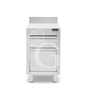 Cassettiera inox con cassetto, bottigliera e alzatina L 500 x P 600 x H 955 mm