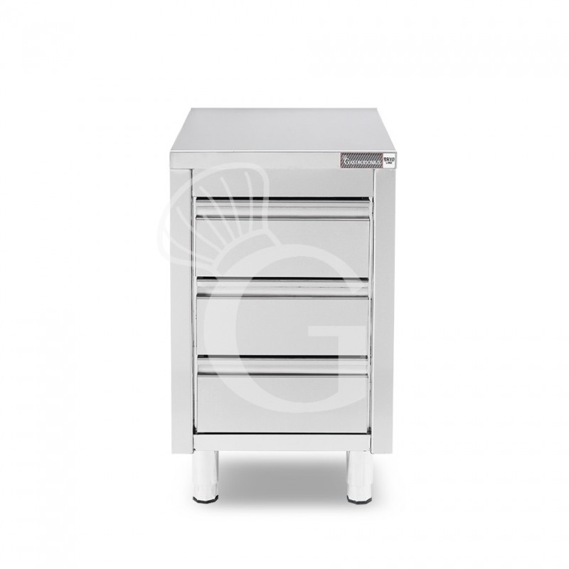 Cassettiera inox con 3 cassetti L 500 x P 700 x H 855 mm
