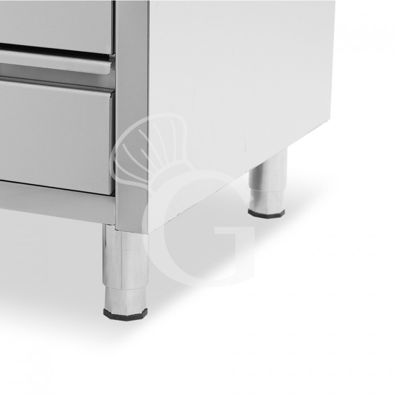 Cassettiera inox con 3 cassetti e alzatina L 500 x P 600 x H 955 mm