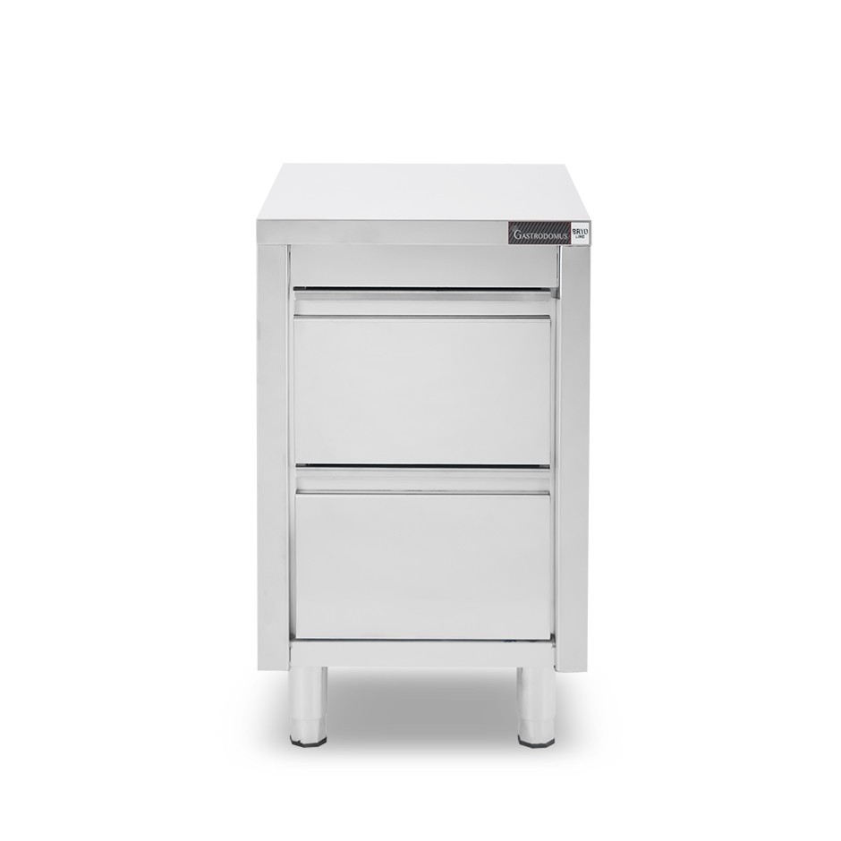 Cassettiera inox con 2 cassetti L 500 x P 600 x H 855 mm