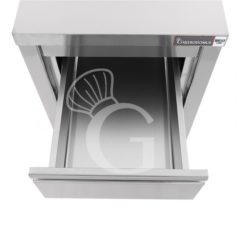 Cassettiera inox con 3 cassetti e alzatina L 500 x P 700 x H 955 mm