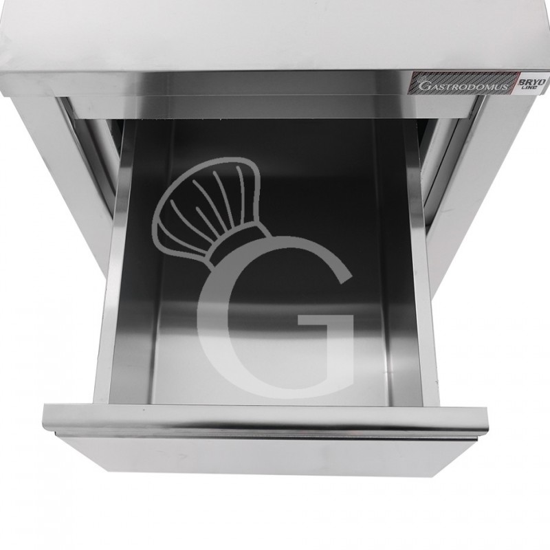 Cassettiera inox con 2 cassetti e alzatina L 500 x P 600 x H 955 mm
