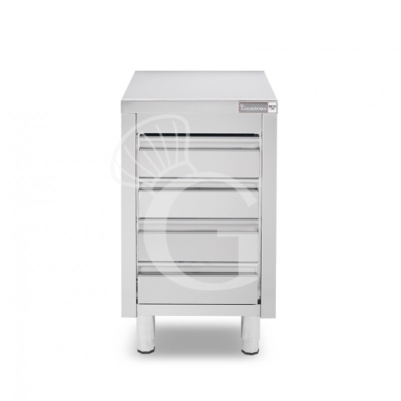 Cassettiera inox con 4 cassetti L 500 x P 700 x H 855 mm