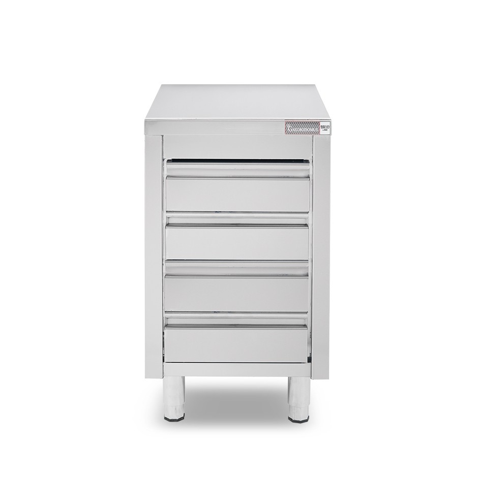 Cassettiera inox con 4 cassetti L 500 x P 700 x H 855 mm