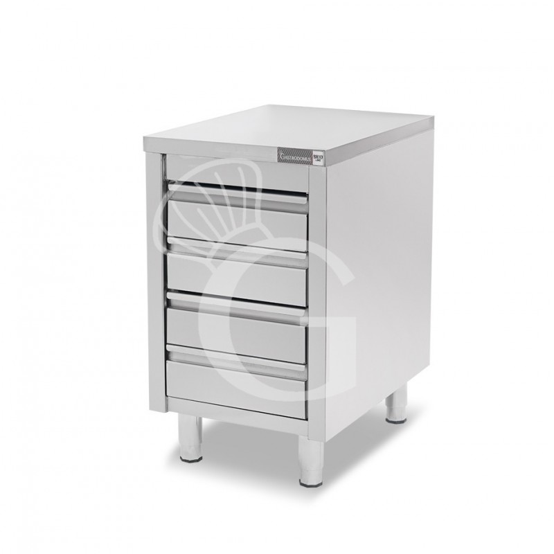 Cassettiera inox con 4 cassetti L 500 x P 700 x H 855 mm