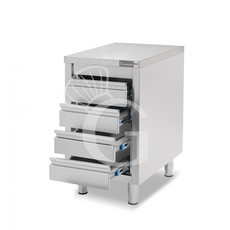 Cassettiera inox con 4 cassetti L 500 x P 700 x H 855 mm
