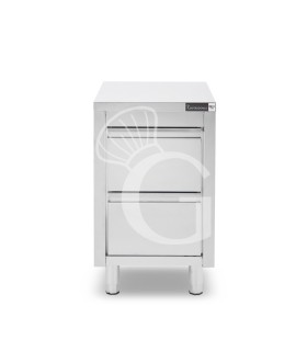 Cassettiera inox con 2 cassetti L 500 x P 700 x H 855 mm