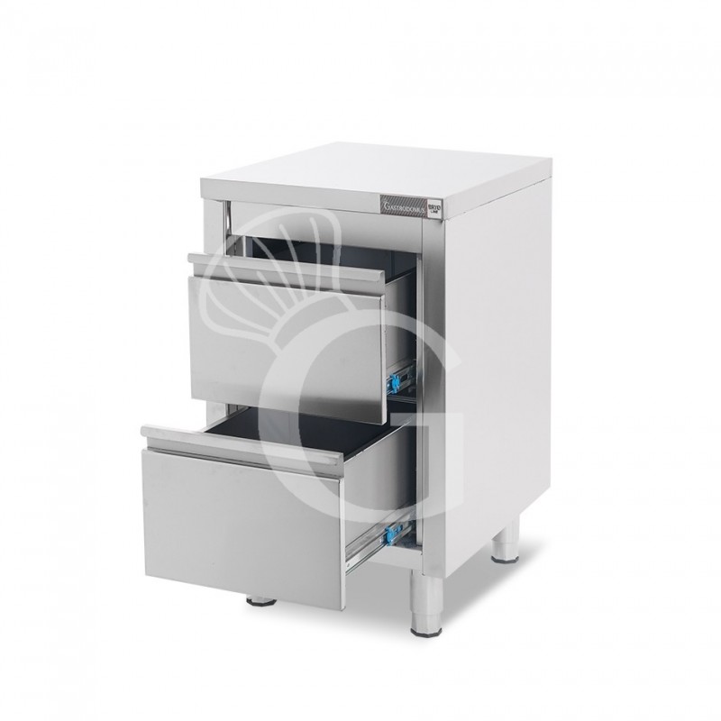 Cassettiera inox con 2 cassetti L 500 x P 700 x H 855 mm