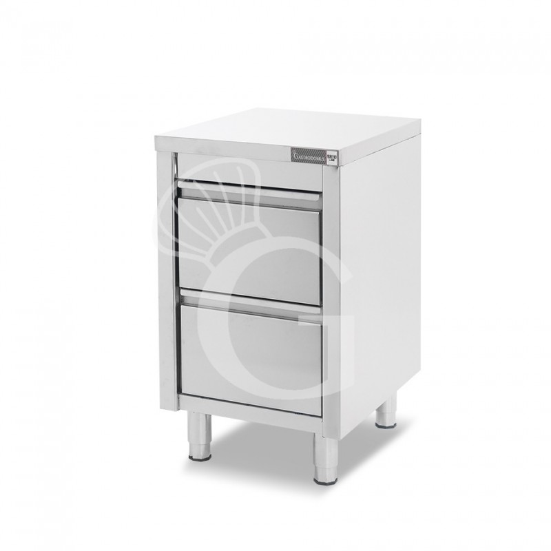 Cassettiera inox con 2 cassetti L 500 x P 700 x H 855 mm