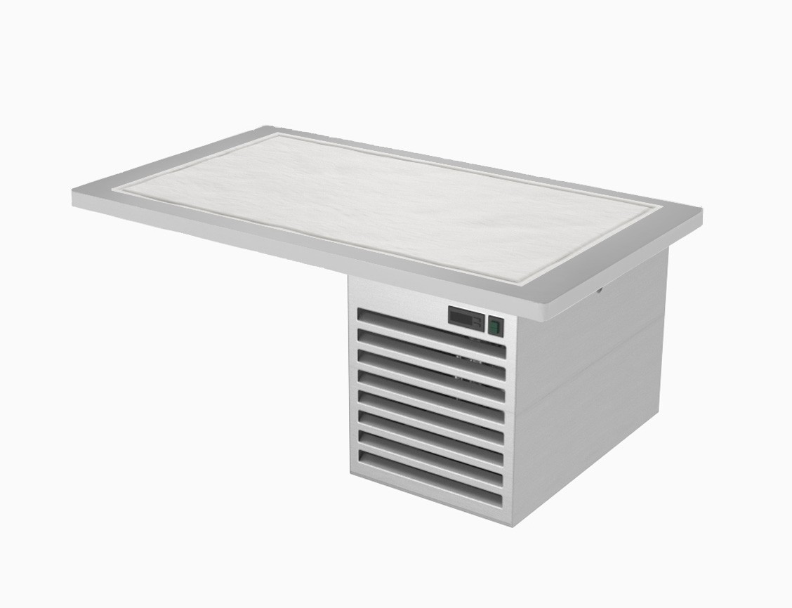 Piano refrigerato statico in composto di quarzo - dimensioni L 810 x P 640 x H 510 mm