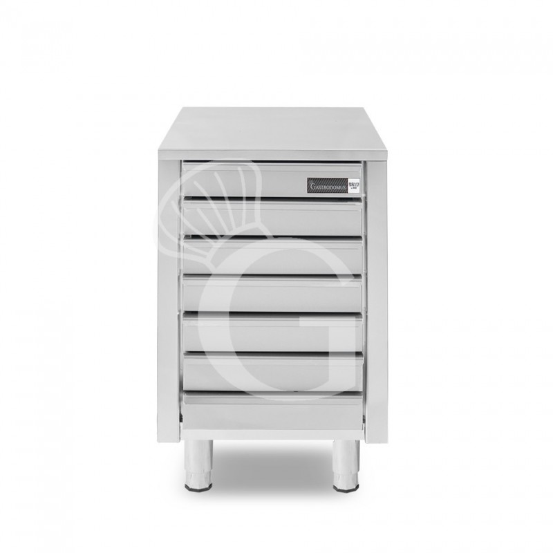Cassettiera inox con 7 cassetti L 520 x P 800 x H 815 mm