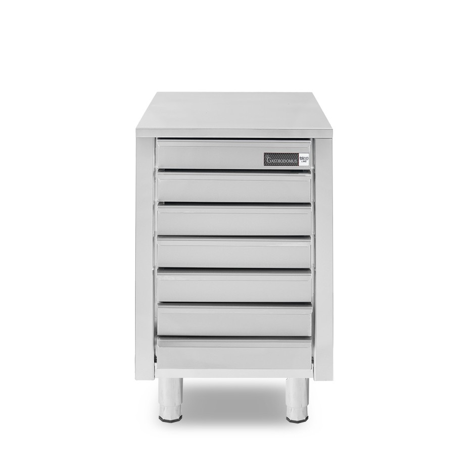 Cassettiera inox con 7 cassetti L 520 x P 800 x H 815 mm