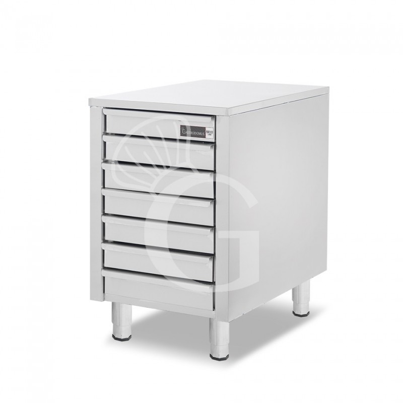 Cassettiera inox con 7 cassetti L 520 x P 800 x H 815 mm
