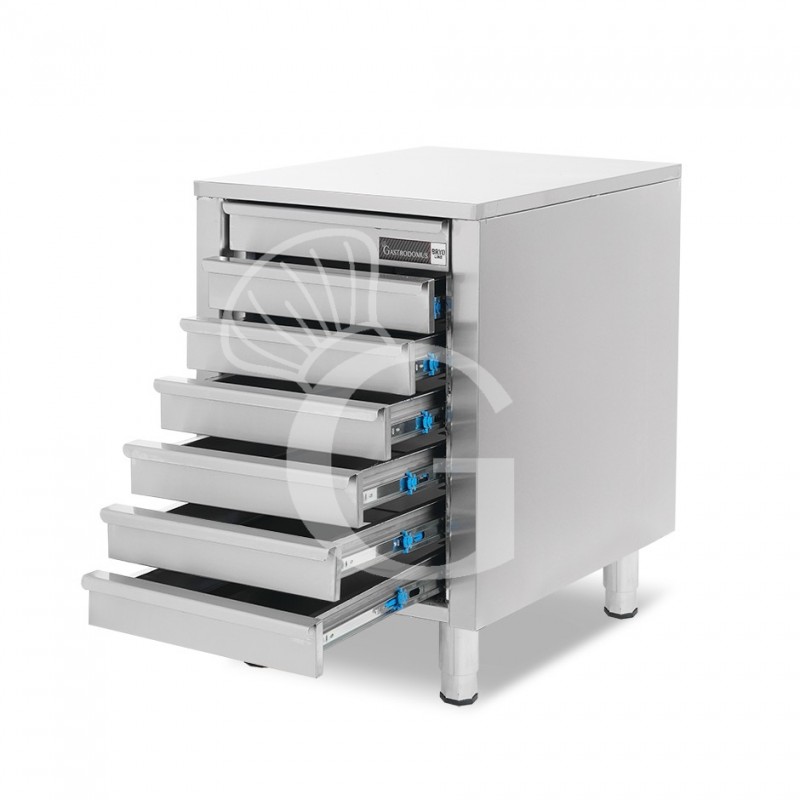 Cassettiera inox con 7 cassetti L 520 x P 800 x H 815 mm