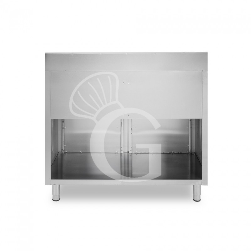 Banco bar per macchina caffè con cassetti, tramoggia e piano in inox con alzatina - L 1245 x P 600 x H 1150 mm