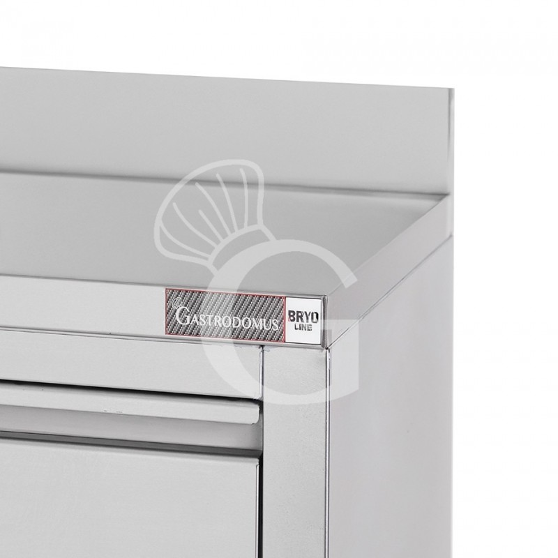 Banco bar per macchina caffè con cassetti, tramoggia e piano in inox con alzatina - L 1245 x P 600 x H 1150 mm