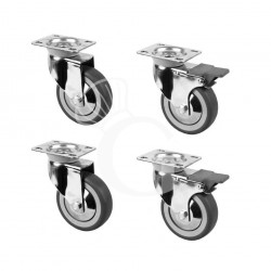 Kit 4 ruote per tavoli armadiati, 2 con freno - diametro 100 mm