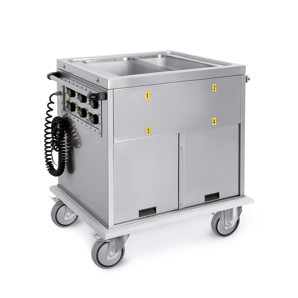 Carrello termico armadiato bagnomaria a temperatura differenziata per 2 bacinelle GN1/1