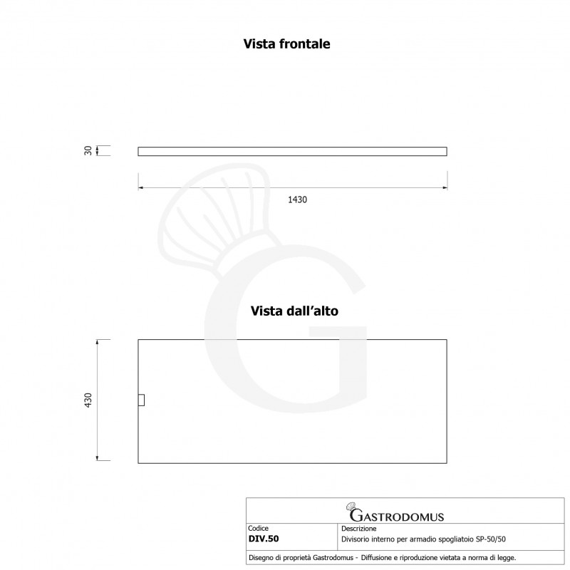 Divisorio interno per armadio spogliatoio SP-50/50