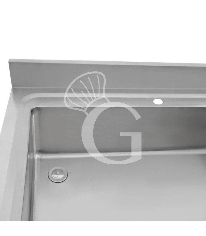 Lavapentole armadiato in acciaio inox,porte scorrevoli,alzatina,1 vasca, L 1700 x P 700 x H 965 mm - con foro rubinetto Ø 32 mm