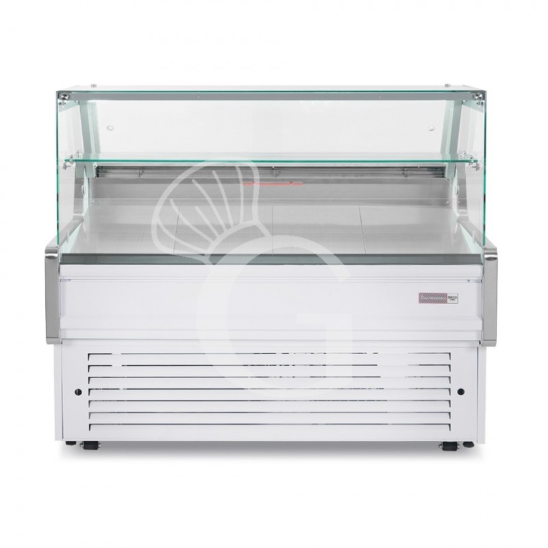 Banco espositivo gastronomia ventilato, vetro dritto, ripiano intermedio, 0°/+5°C, lunghezza 1805 mm, Full optional