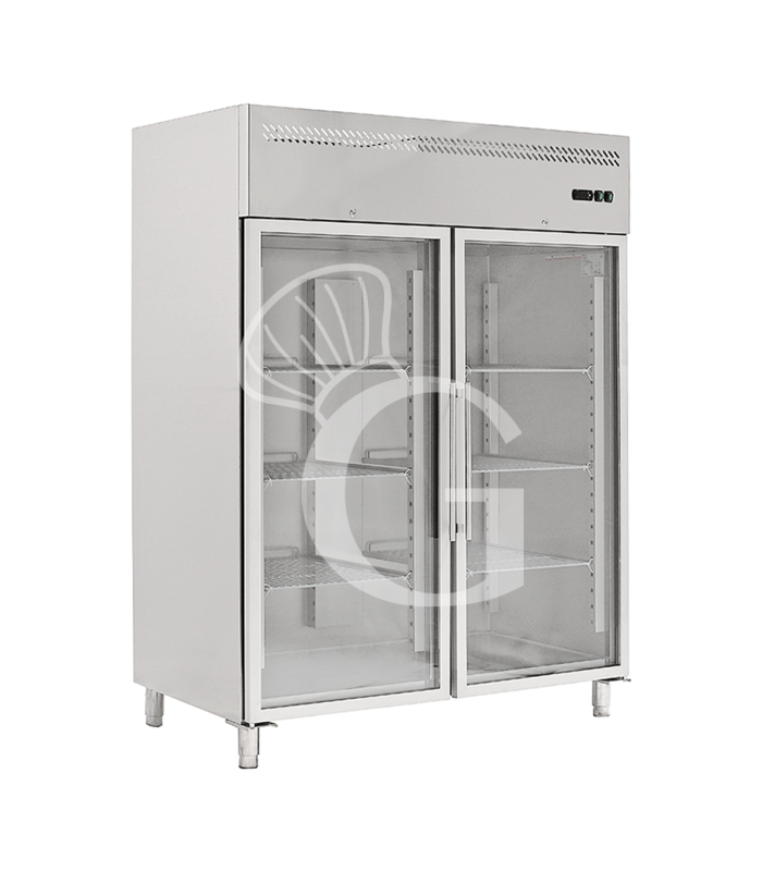 Armadio refrigerato ventilato monoblocco con porte vetro - temp. +0°C/+8°C - capacità 1300 LT