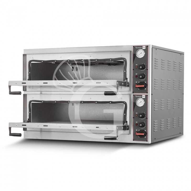 Forno Elettrico porta vetro 4 teglie 600x400 o 8 pizze diametro 400 mm 2 camere controllo meccanico-SECONDA SCELTA