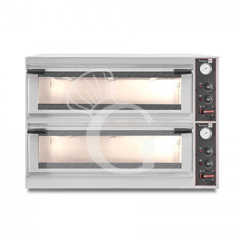 Forno Elettrico porta vetro 4 teglie 600x400 o 8 pizze diametro 400 mm 2 camere controllo meccanico