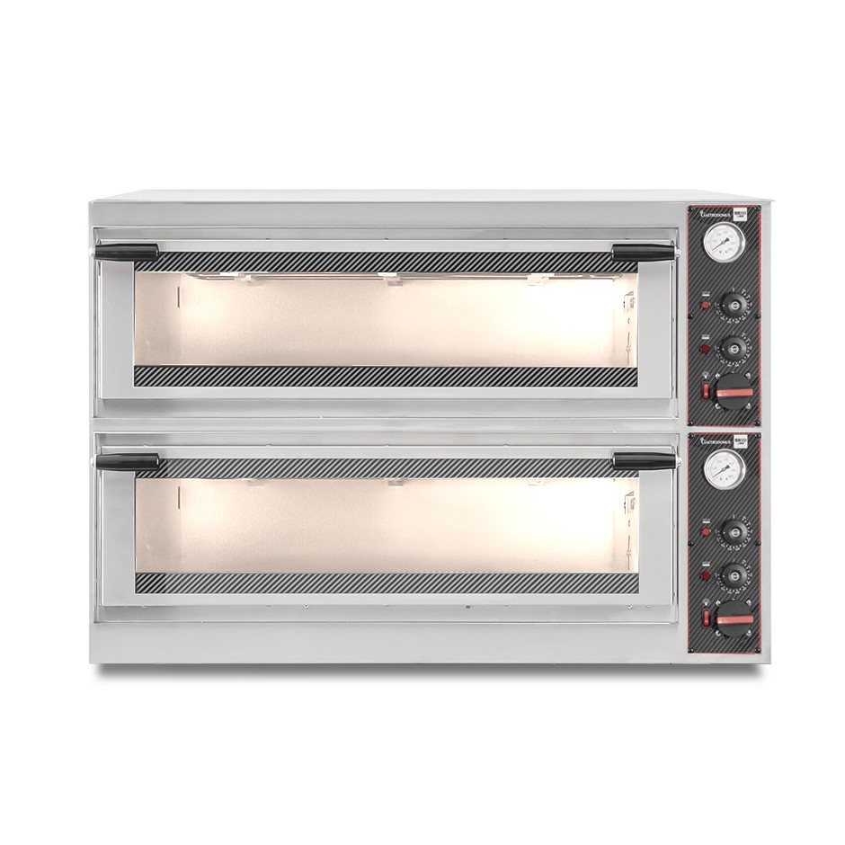 Forno Elettrico porta vetro 4 teglie 600x400 o 8 pizze diametro 400 mm 2 camere controllo meccanico